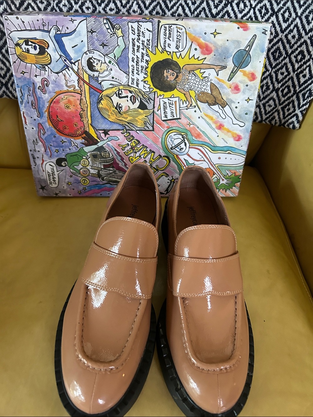 Jeffrey Campbell Women's Beige Patent Loafers In Box